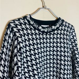 1980s Vintage Retro Houndstooth Printed Grandpa Sweater
